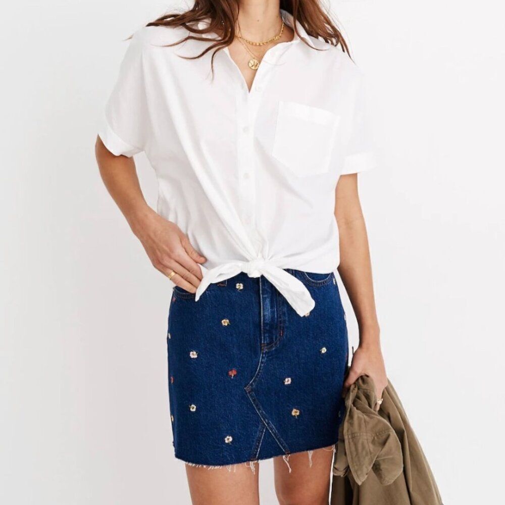 NEW!! NWT Madewell Short-Sleeve Tie-Front Shirt